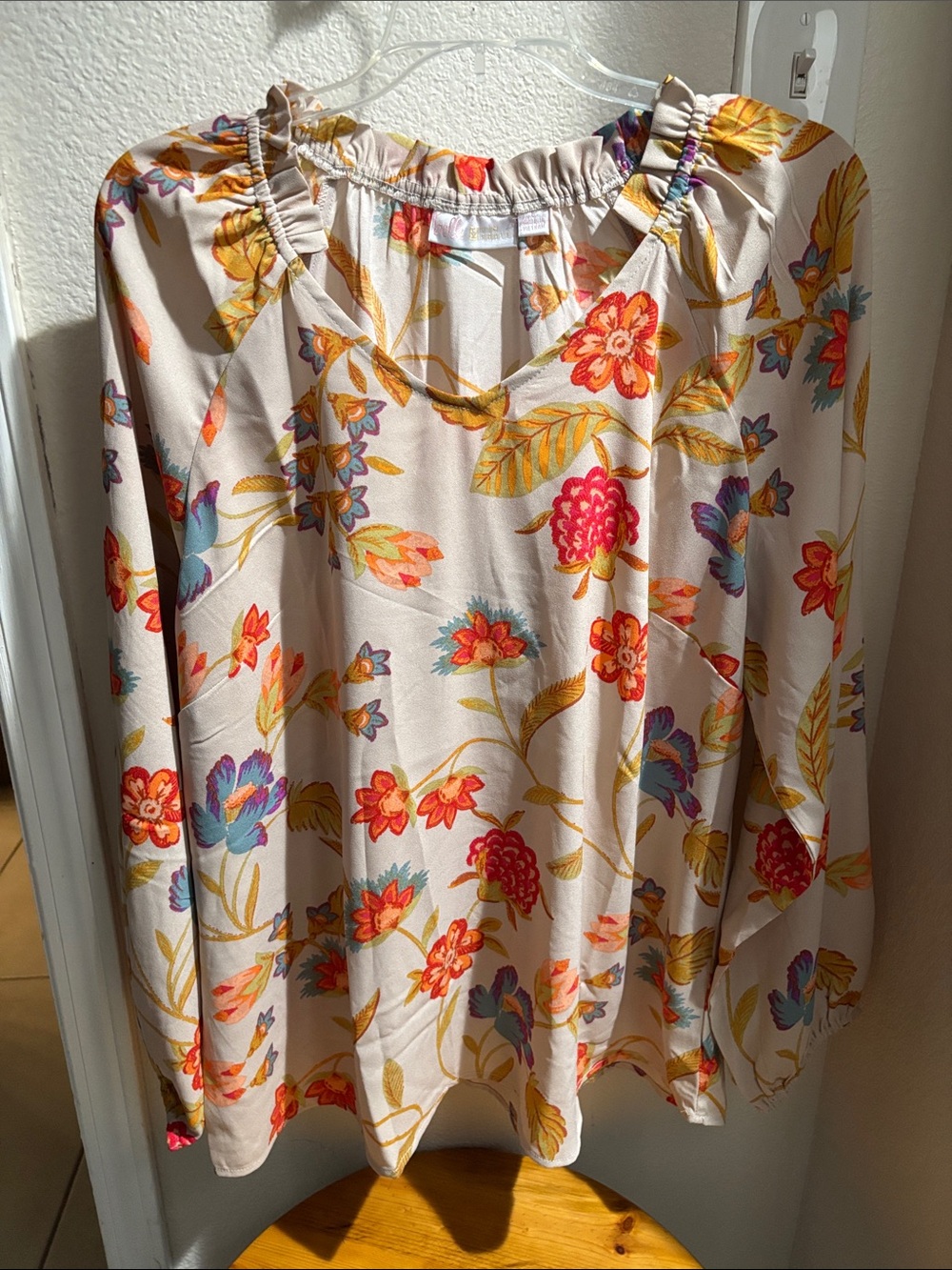 Belle by Kim Gravel Floral Peasant Blouse L